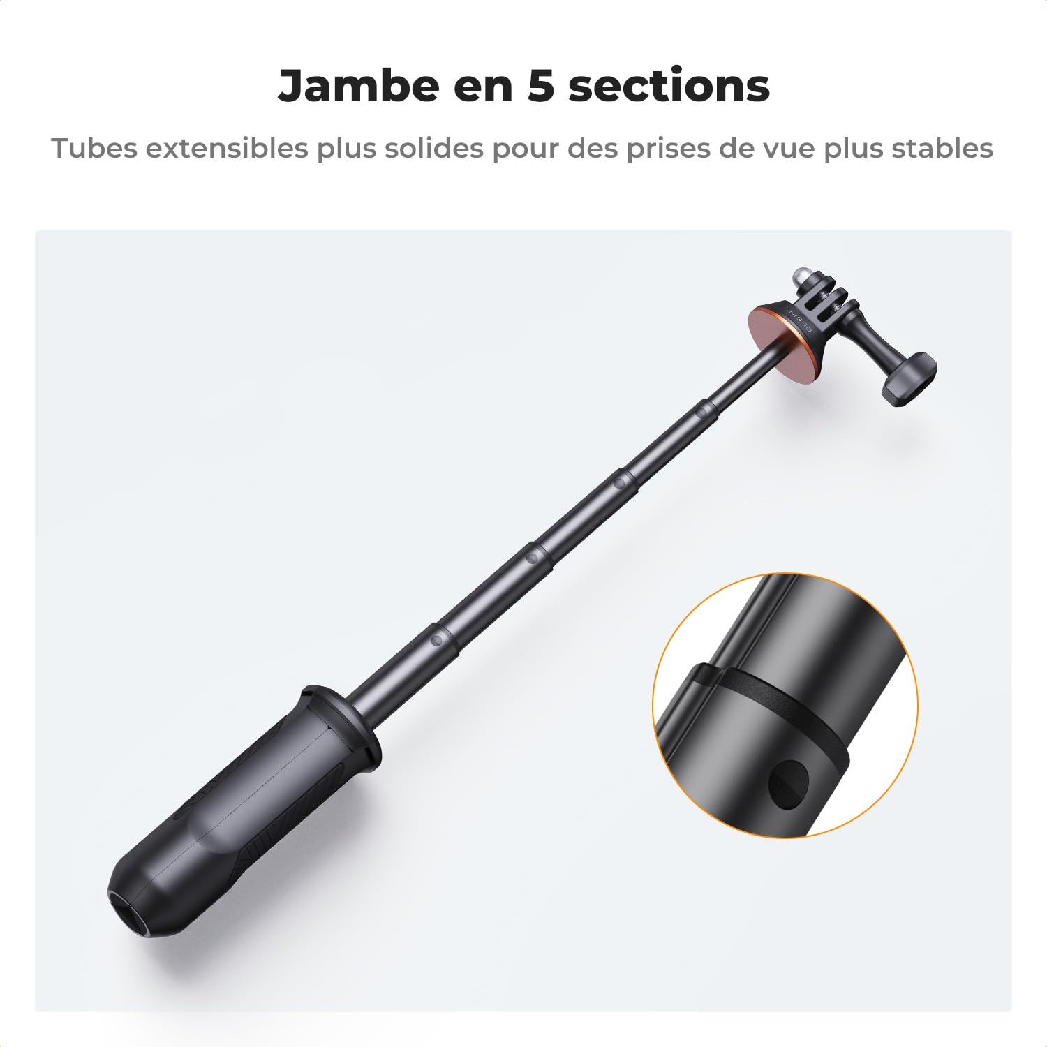 Mini Trépied Perche à Selfie K&F Concept - 33 Cm Max - Compatible GoPro, DJI Osmo, Insta360 - Charge 2 Kg