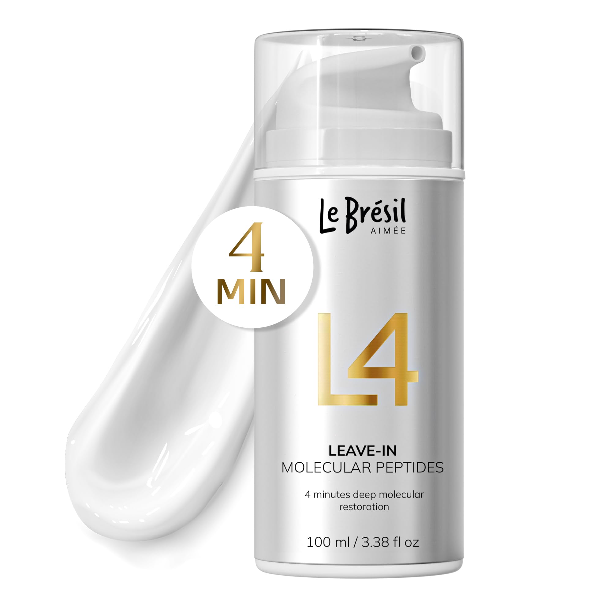 Mascarilla capilar Leave-In L4 Molecular Peptides – Repara el cabello seco o dañado – Restauración molecular profunda en 4 minutos – 3.38 onzas líquidas