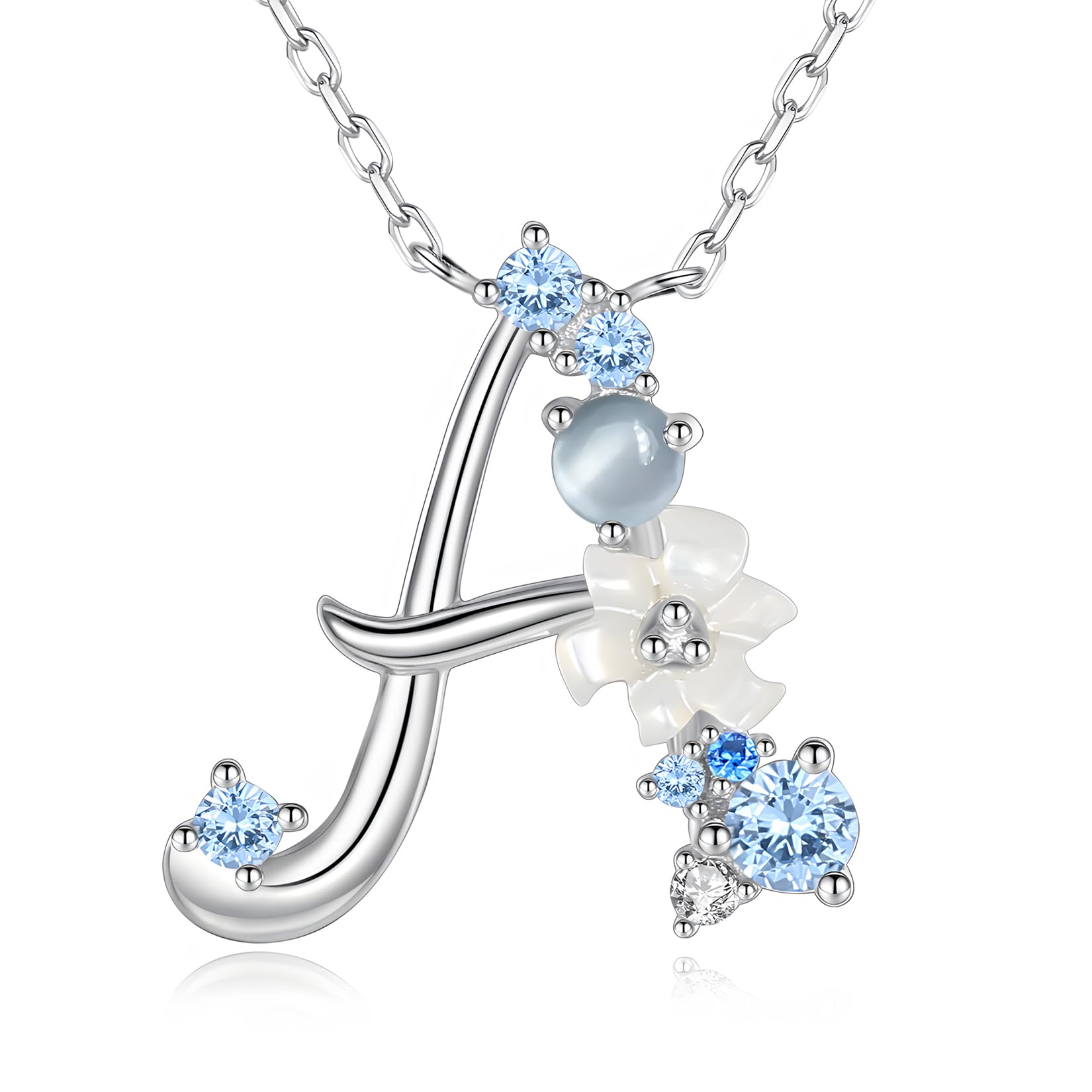 Initial Necklace 925 Sterling Silver Cubic Zirconia Letter Personalised Gifts for Girls