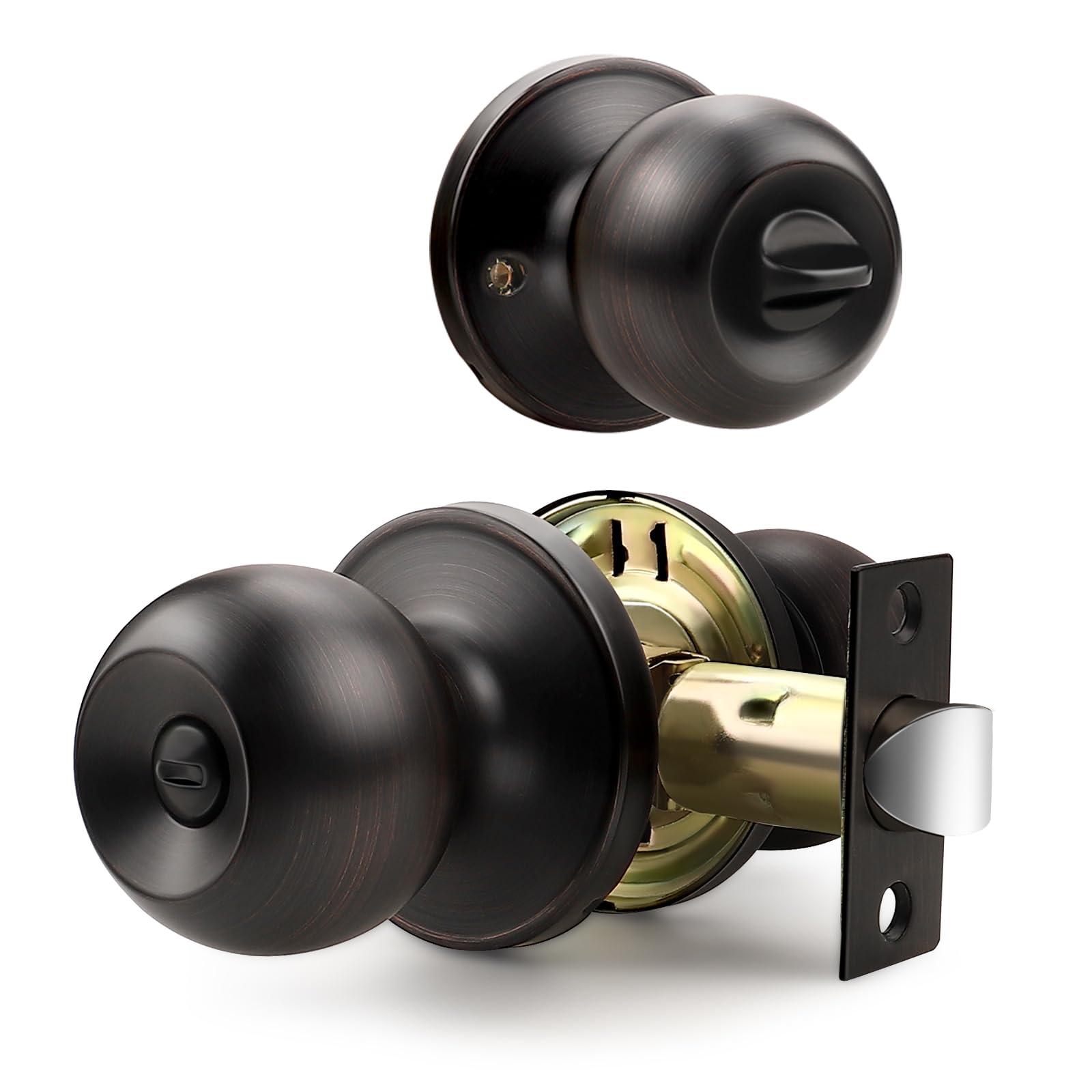 Black Interior Door Knobs - 10 Pack, Keyless Privacy -24