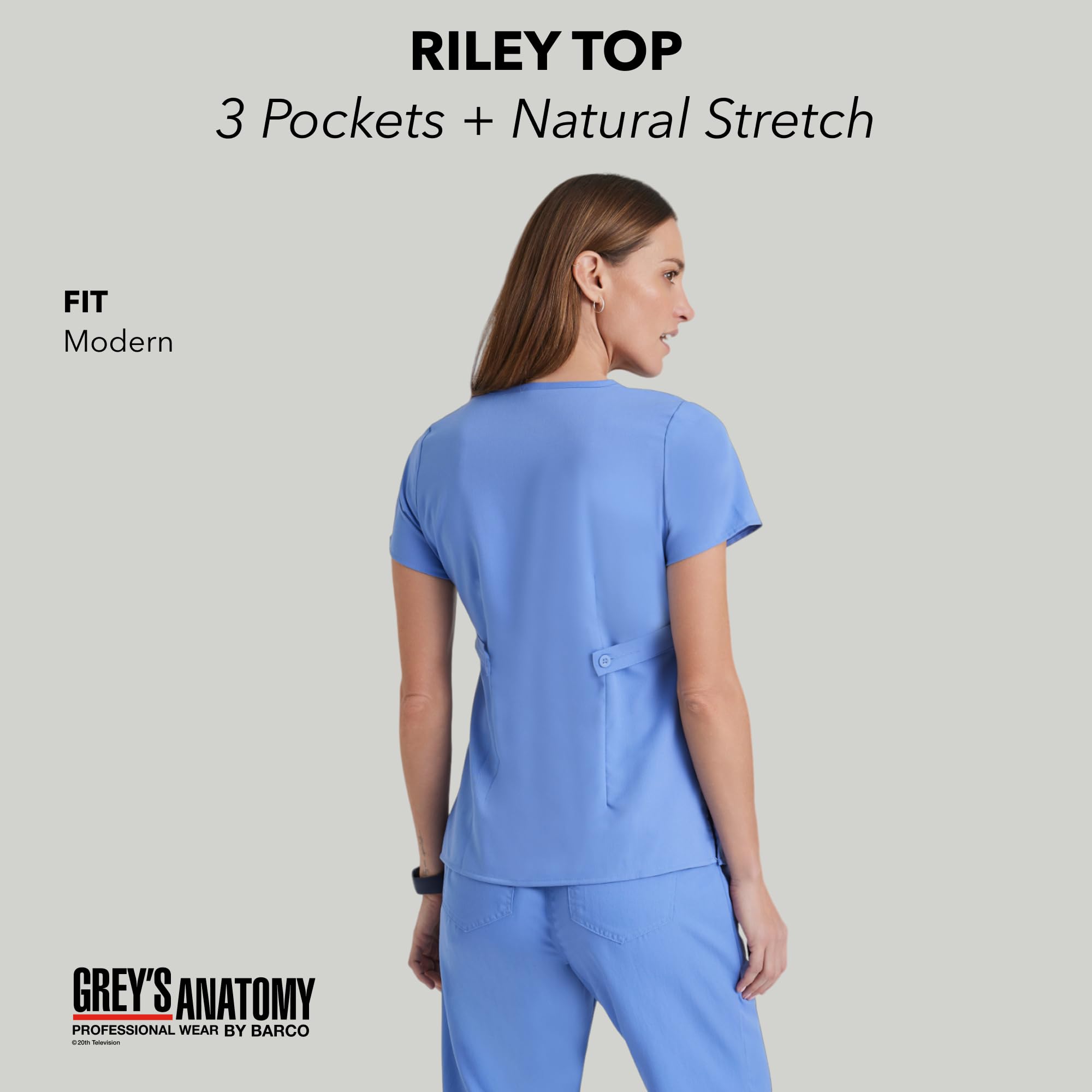Grey's Anatomy - Chaqueta de uniforme médico para mujer junior con cuello cruzado y tres bolsillos