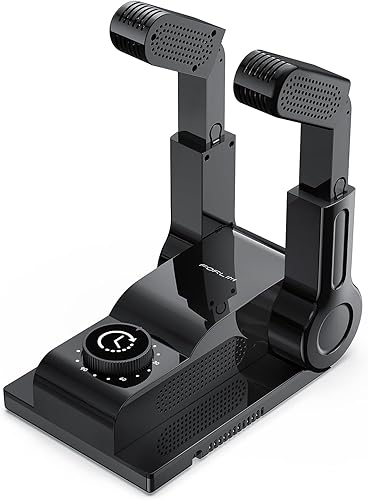 FORLIM Boot Dryer for Work Boots, Shoe Dryer with Heat Blower, Glove Dryer & Boot Warmer - 180° Adjustable Dry Rack - Telescopic Bendable Dry Ports - Intelligent Timer - Black