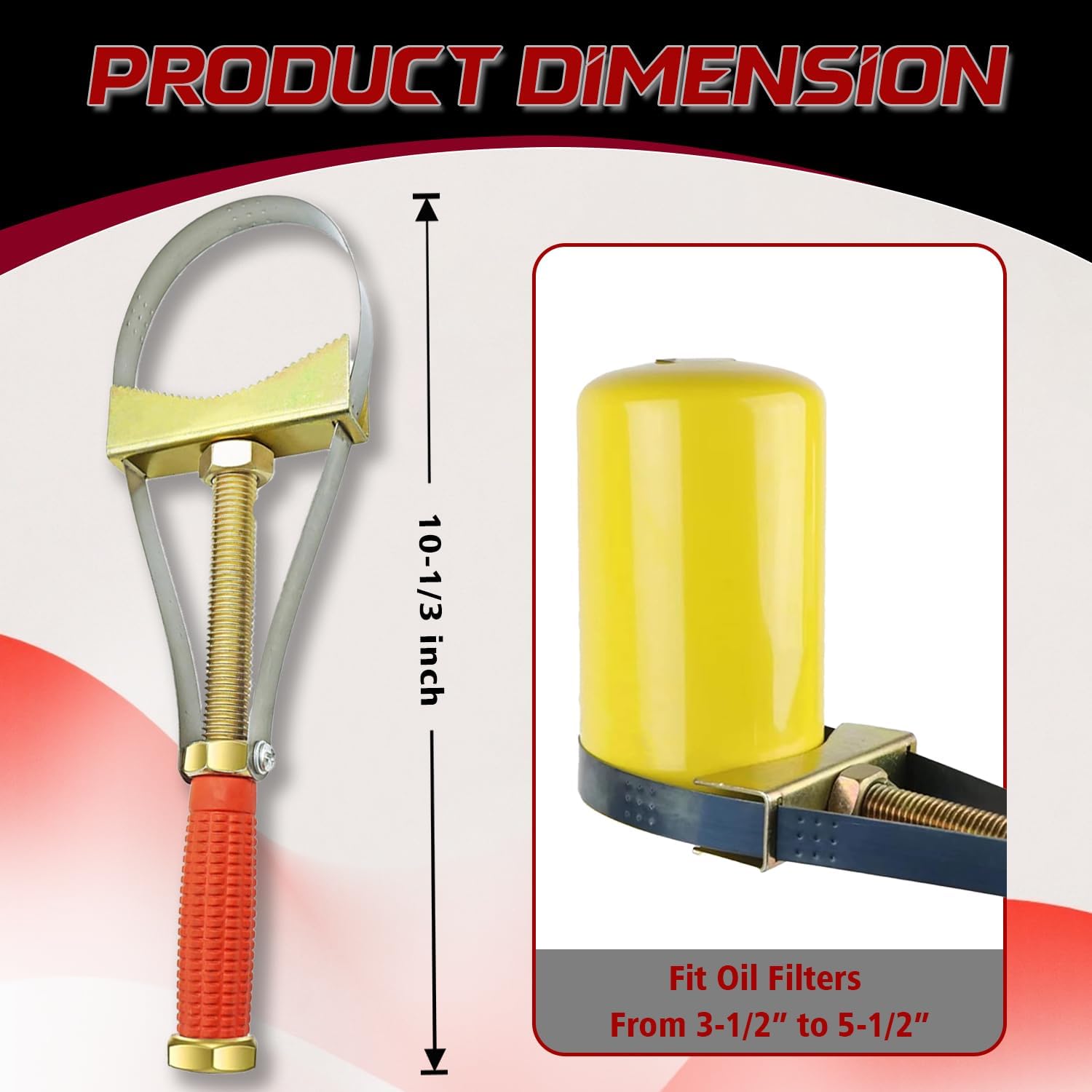 Heavy Duty Oil Filter Wrench, Adjustable Oil Filter Removal Tool, Fits for Larger Size Oil Filters of Larger Vehicles Truck Tractor Excavators, Adjustable Strap 9-15 cm Diameter