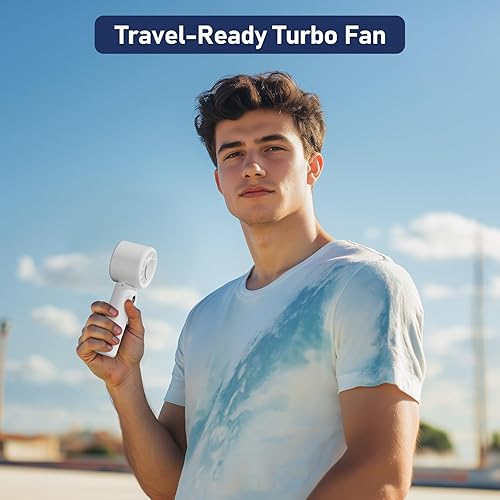 Miniatura 8 de CIVPOWER Ventilador de mano placa de enfriamiento de hielo pequeña portátil, 4000 mAh, recargable, 100 engranajes, turbo de alta velocidad, 10500