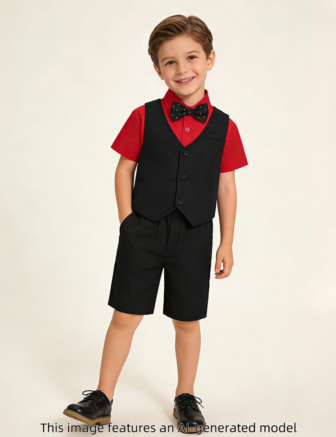 A&J DESIGN 4pcs Baby & Toddler Suit, 12 Months - 6 Years, Shirt & Shorts & Vest & Bow Tie
