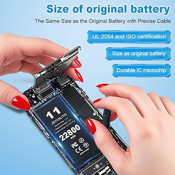 22800mAh Battery for iPhone 11, Upgraded-New 0 Cycle-Higher Capacity Replacement Battery for iPhone 11 with Full Set Repair Tool Kit, Model A2111 A2221 A2223