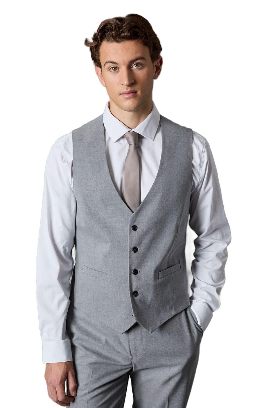 Burton Men's Light Grey Essential Waistcoat | Size: Large
