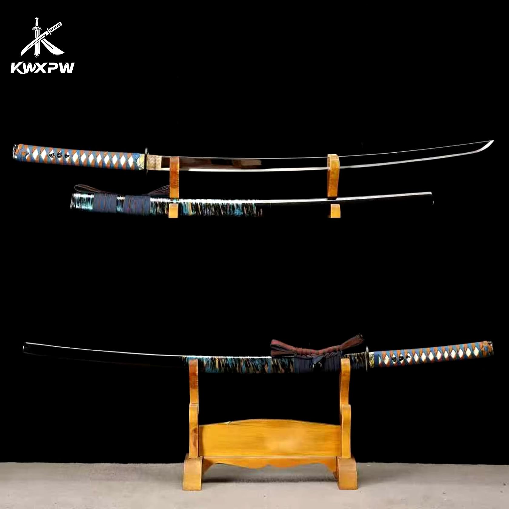 103cm Japanisches Katana-Schwert,Federstahl Klinge,Eiserne Tsuba,Holz Saya,echtes Samuraischwert,Tradition Samurai-Schwert für Schwertkampftraining,Display,Geschenke,Requisiten,Cosplay