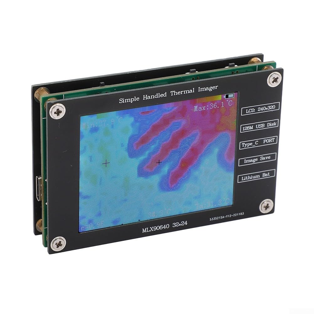 Thermal Imager, Thermal Imaging Camera, MLX90640 2.8 Inch LCD Digital Infrared Thermal Imaging DIY Thermal Imager Temperature Detection Tool