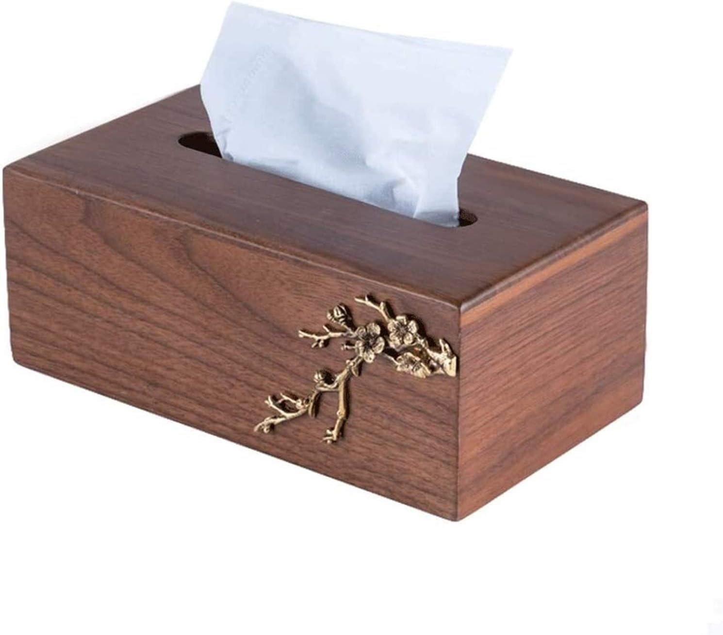 売買 多機能ティッシュケース ペーパーナプキンホルダー 卓上 多機能収納 おしゃれな ティッシュケース クルミの木のティッシュボックスカバーメタル銅梅の花の装飾卓上ティッシュホルダー ホームホテルの装飾 寮 机 大学 寝室 居間 キッチンなどに最適です Color Plum