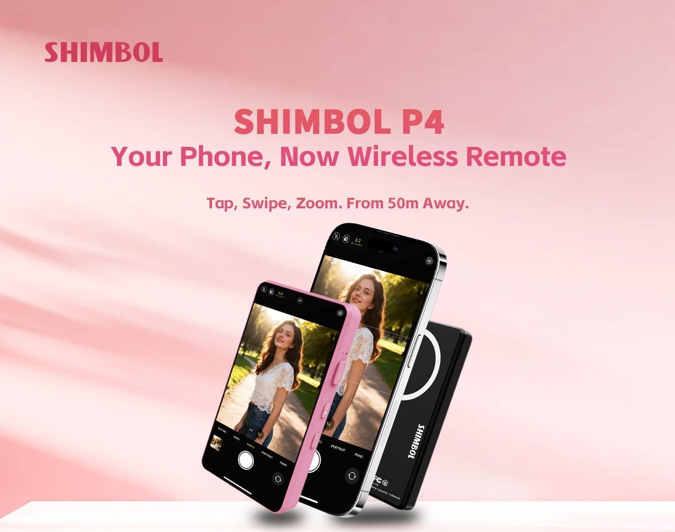 P4 Selfie Monitor Screen for iPhone & Android, Magnetic Back Camera Vlog Touchscreen Monitor, 1080P&4k Wireless Recording for YouTube TikTok Live Streaming (Black)