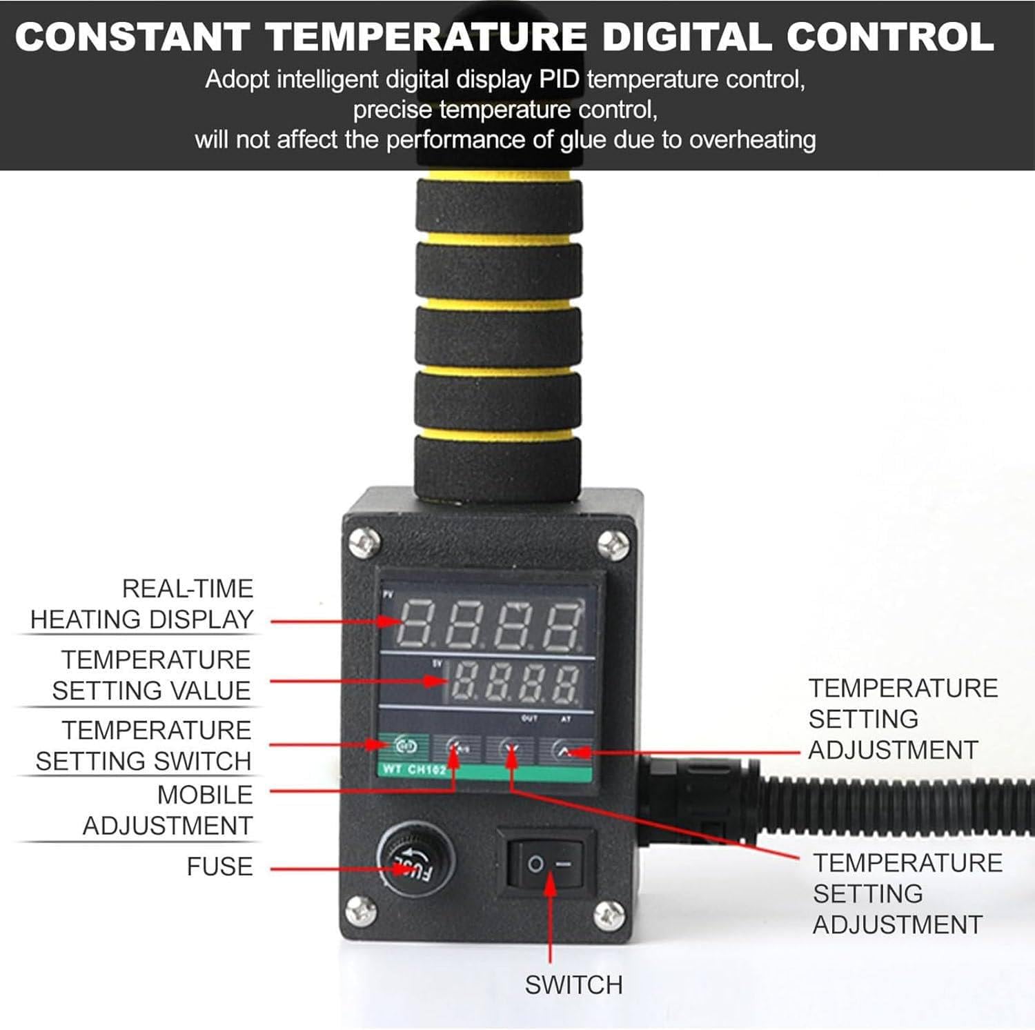 Rullo adesivo a caldo, applicatore per colla a pressione, temperatura regolabile da 50 a 220 ℃, per imballaggio, pelle e artigianato