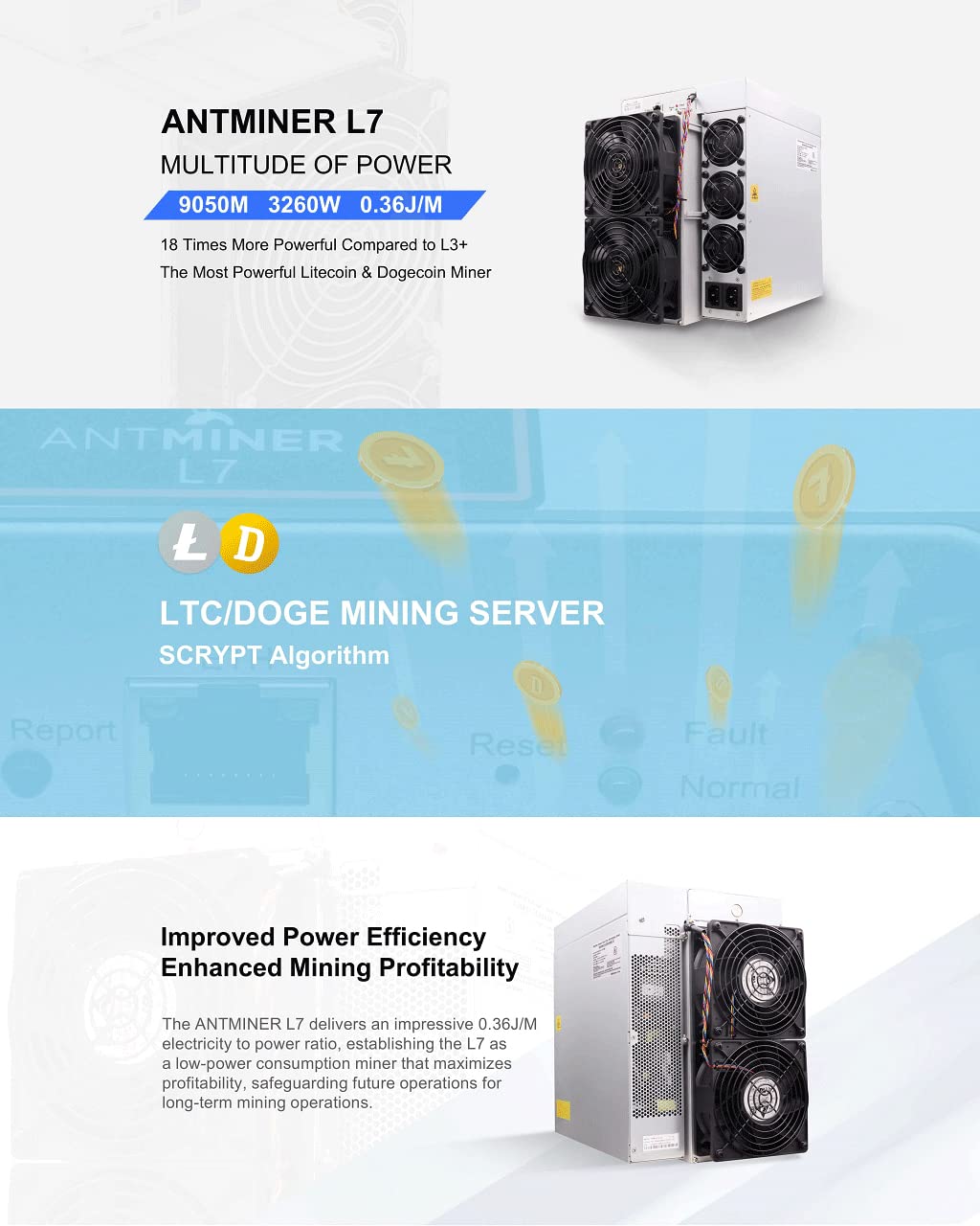 Amazon | OEMGMINER Bitmain Antminer L7 9050M Doge Coin & Litecoin LTC コイン  アシック マイナー 暗号マイニング マシン Bulit-in PSU 船 | OEMGMINER | 電源ユニット 通販