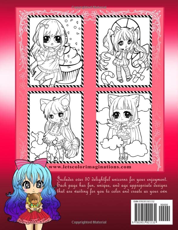 Chibi Girls Coloring Book Cute Anime - 50 unique designs: Kawaii Chibi kids, teen Christmas or Birthday gift, present or party favor. image 3