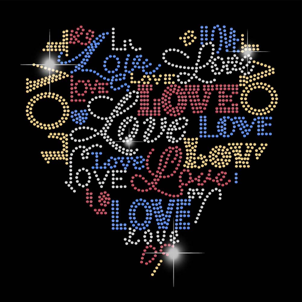 Adornos termoadhesivos Love de corazón brillante para personalizar con amor