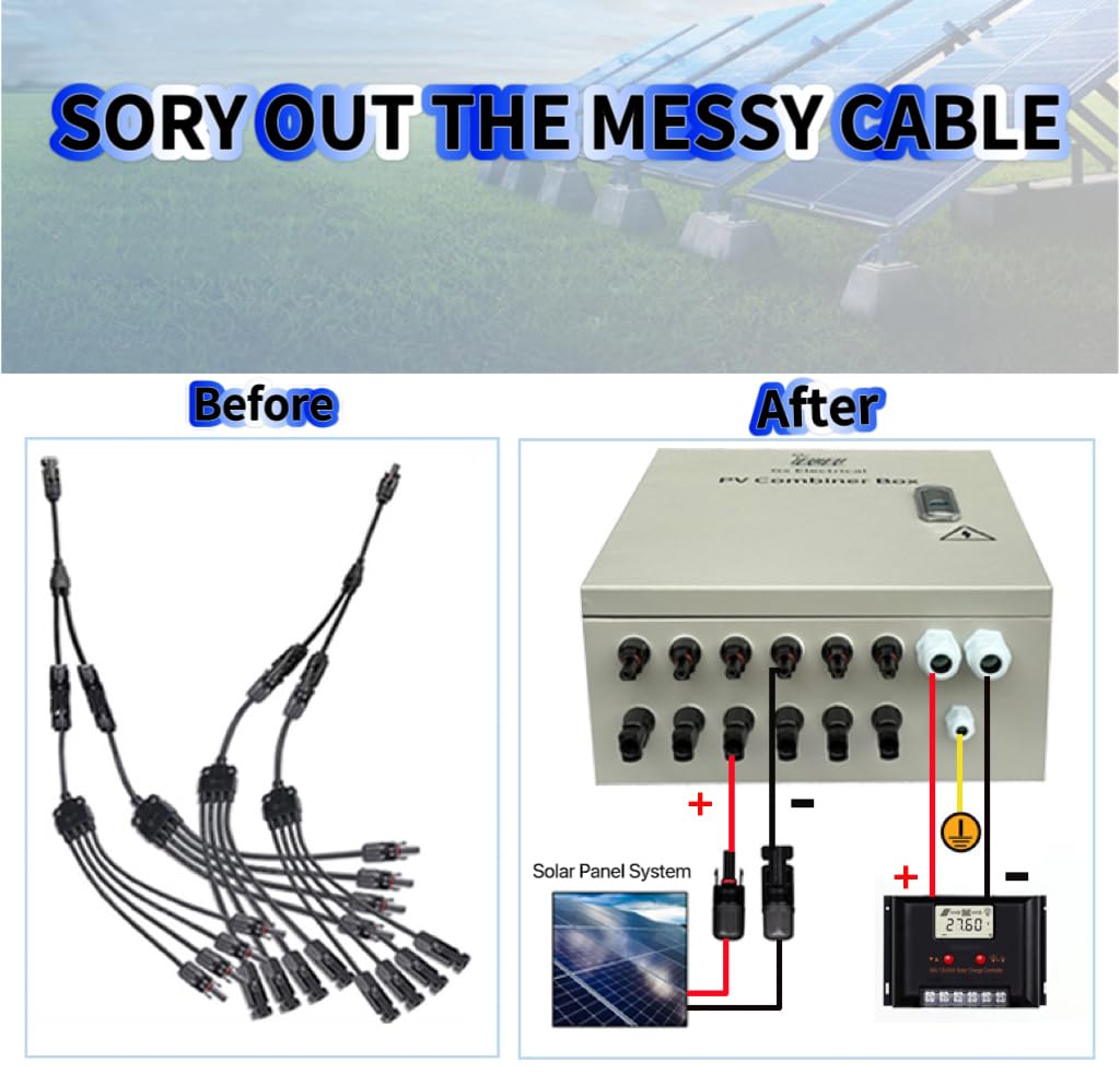 Gx Electrical Solar Combiner Box max with 6 Strings, 200 A Circuit Breakers. This PV Combiner Box is Suitable for Off-Grid Solar Power