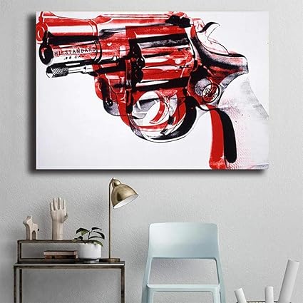 Amazon アンディウォーホル抽象絵画銃の壁の写真リビングルームのポップアートキャンバスプリントとポスター家の装飾 ウォールステッカー オンライン通販