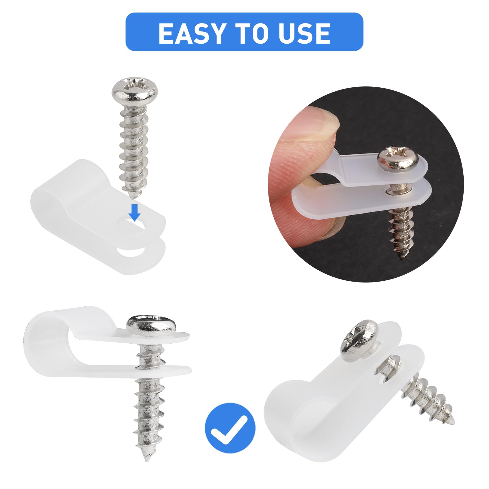 Batheidon 100 Stück Kabelklemmen - 6,4mm Nylon Halter Schraubbar