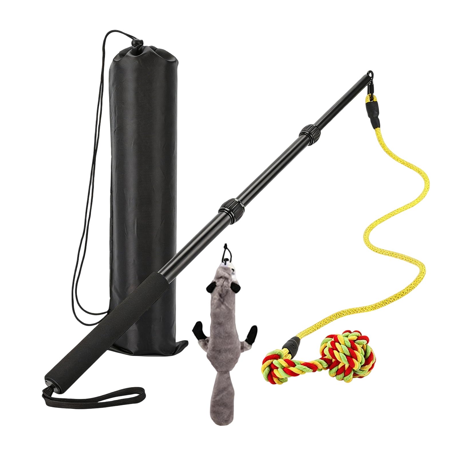 Hunde Streichseil mit ausziehbarer Stange und Sicherheitsnylon zum interaktiven Spielen des Hundes mit ausziehbarer Stange und Nylon