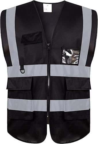 Chaleco de seguridad de alta visibilidad con bolsillos de tiras reflectantes, chaleco de trabajo para hombres y mujeres disponible en Yaxa El Salvador