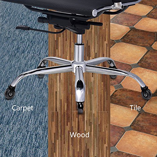 AIRKOUL Office Chair Caster Wheels, 5Pcs 3 Inches PU Replacements Wheels Universal Fit Safe for Hardwood & Carpet Floor,Smooth & Quiet