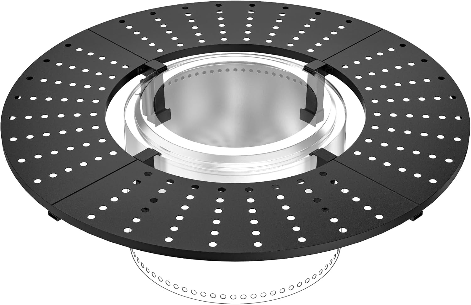 onlyfire Direct Mount Tabletop for Solo Stove Bonfire 19.5 inch Fire Pit, 40 inch Round Heat-Resistant Surround Tray, 4-Piece Modular Patio Snack Table for Drinks & Food, Solo Stove Accessories