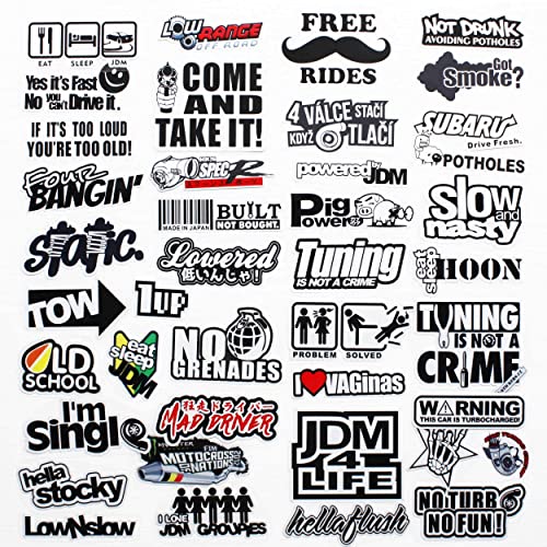 41Pcs JDM Car Sticker Racing Decale for Cars Motorcycle Helmet Reflex Decals Graphics Drift Slammed Race Funny Truck Stickers Car Side Decals