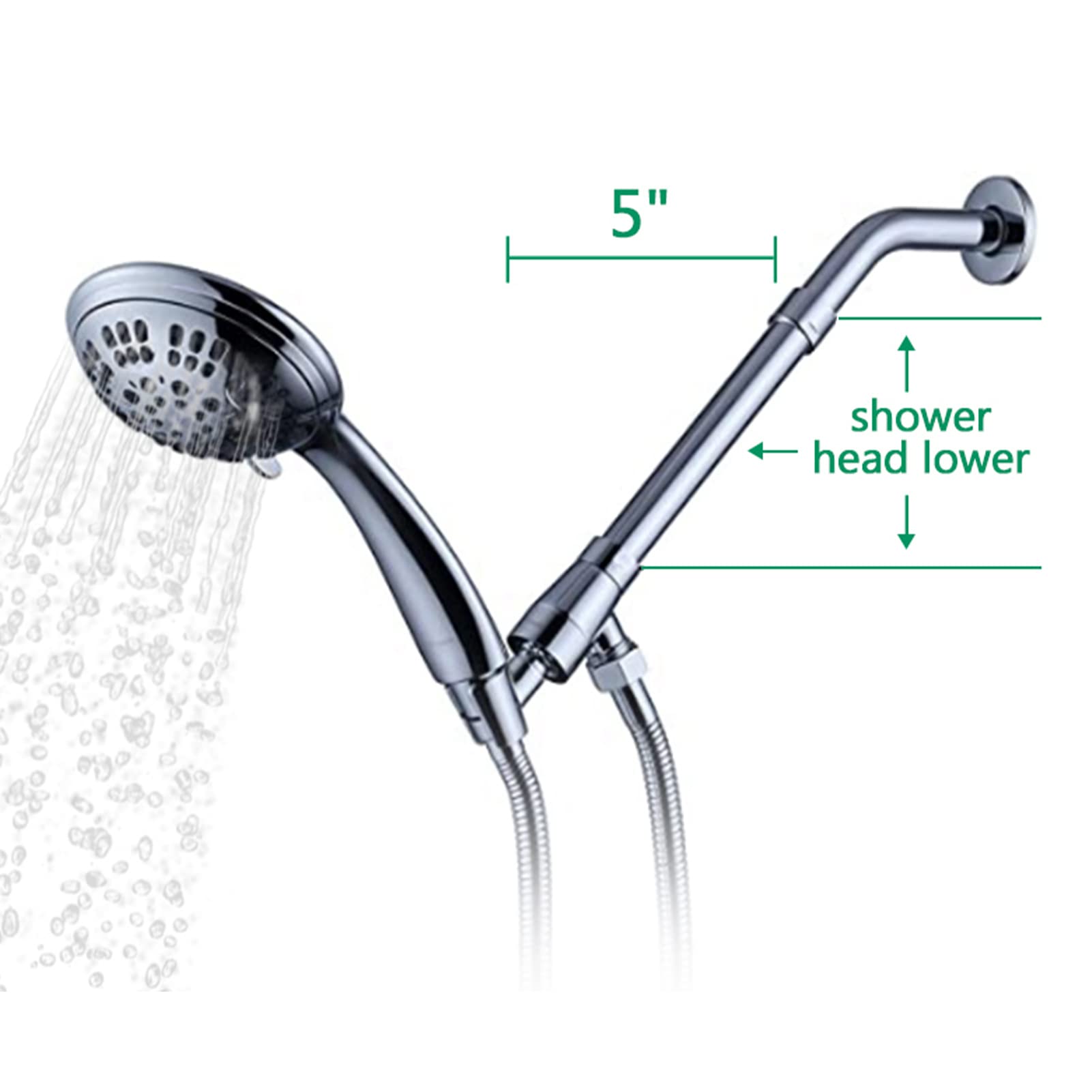 Prolunga per doccia in acciaio inox da 10,2 cm, braccio di prolunga dritto per montaggio a soffitto, tubi rotondi G1/2, connettori in rame con cromatura per accessori da bagno