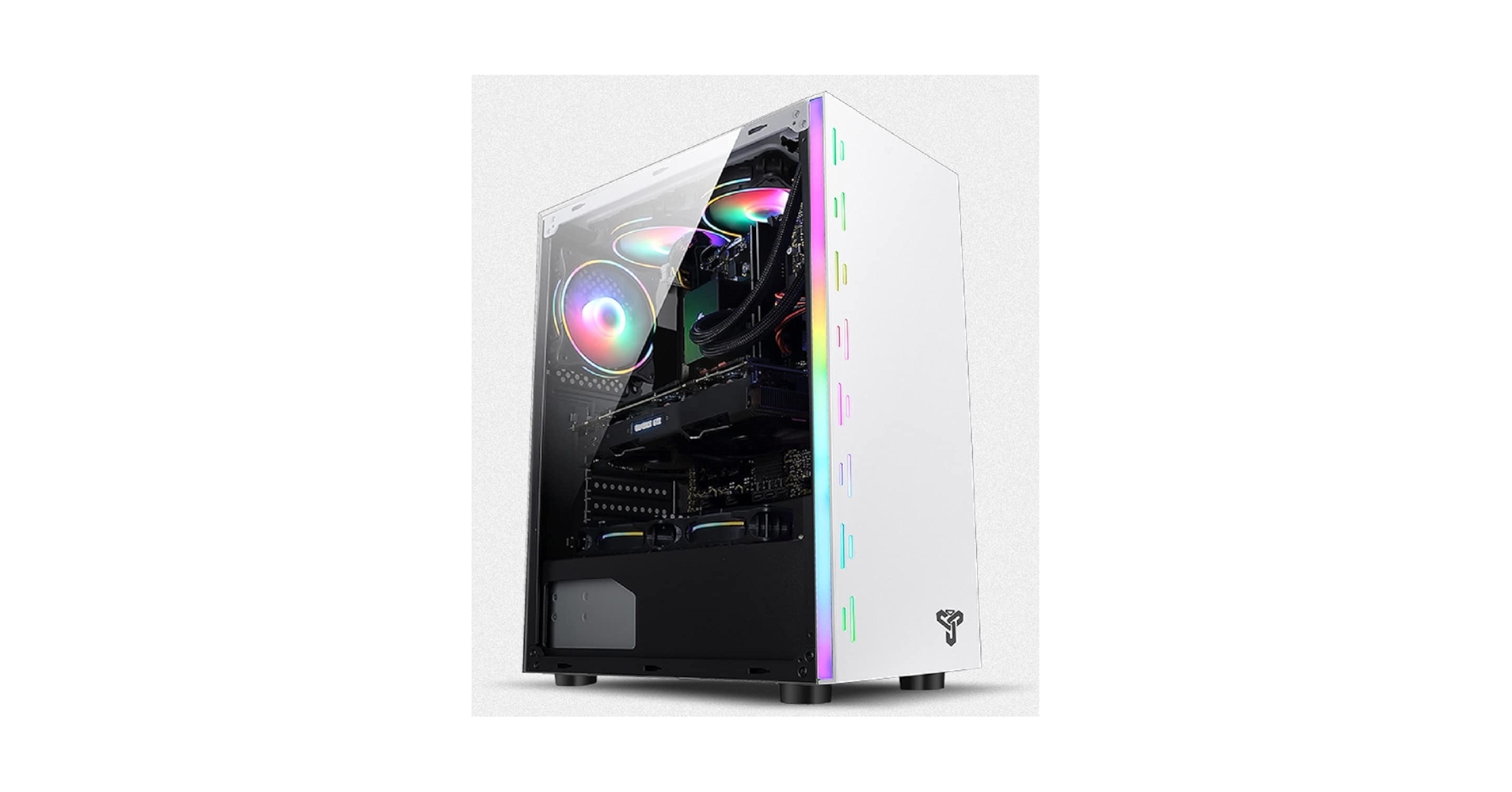 Amazon.co.jp: 光る 七色 グラデーション 自作 pcケース ミドル