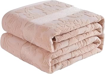 Solid Color Duvet Towel Blanket, Ultra Soft Comfy Cotton Carved Towel Blanket Keep Warm Durable Terry Terry Cloth for All Seasons Traveling or Camping Bedroom DecorKhaki,150x200cm/59x79inch