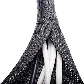 ZhiYo 6.6ft - 1/2 inch Cable Sleeve, Cord Wrap Wire Protector Tubing for Pets, PC Cable Wrap, Computer Cable Management Sleeve - Black
