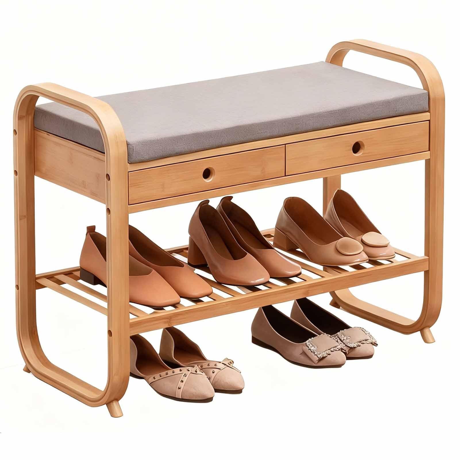 Banc à chaussures rembourré pour couloir étroit et organisation quotidienne de la maison