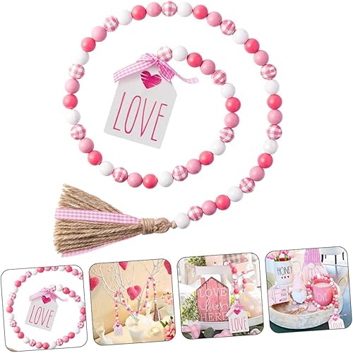 Miniatura 9 de Colgante de cuentas de borla DIY decoración de borla para el día de la madre, guirnaldas de cuentas de madera para el día de San Valentín,