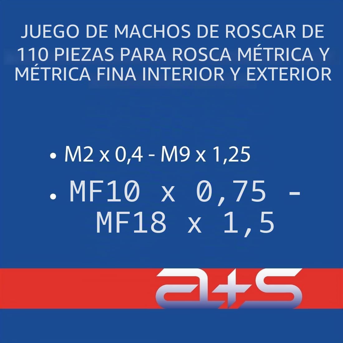 a+s Albrecht und Schulte - Juego de machos de roscar (110 piezas, M2-M16, MF6 x 0,75 MF, 18 x 1,5 mm)