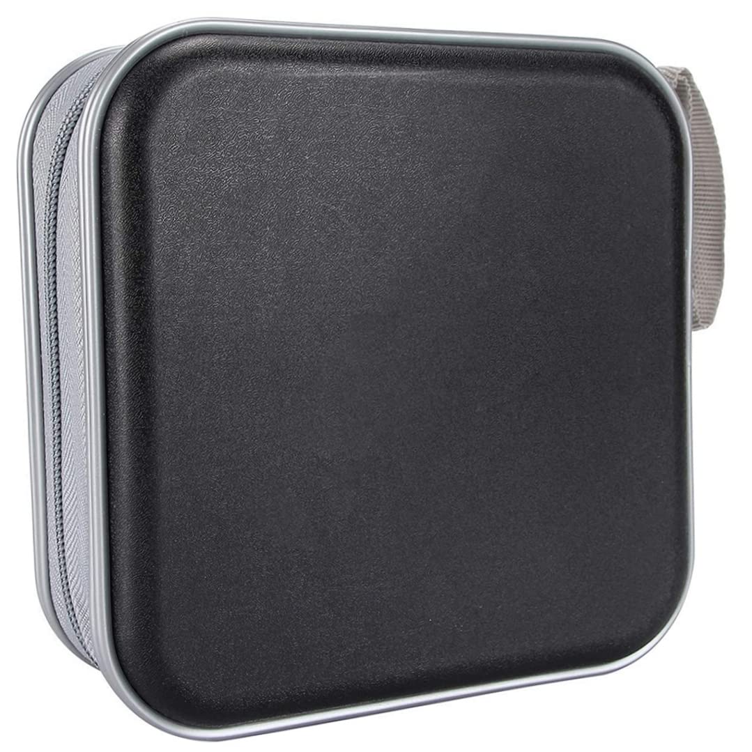 Imooreshine CD Holder CD Case Wallet DVD Binder DVD Organizer Storage Bag Album Hard Plastic 40 Capacity Portable Black