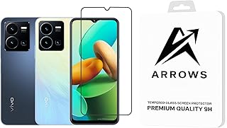 ARROWS Tempered Glass Screen Protector compatible with Vivo Y22S – Black Frame, Anti-Dust ESD Technology, Scratch Resistant, Bubble-Free Installation, HD Clarity (Vivo Y22S)