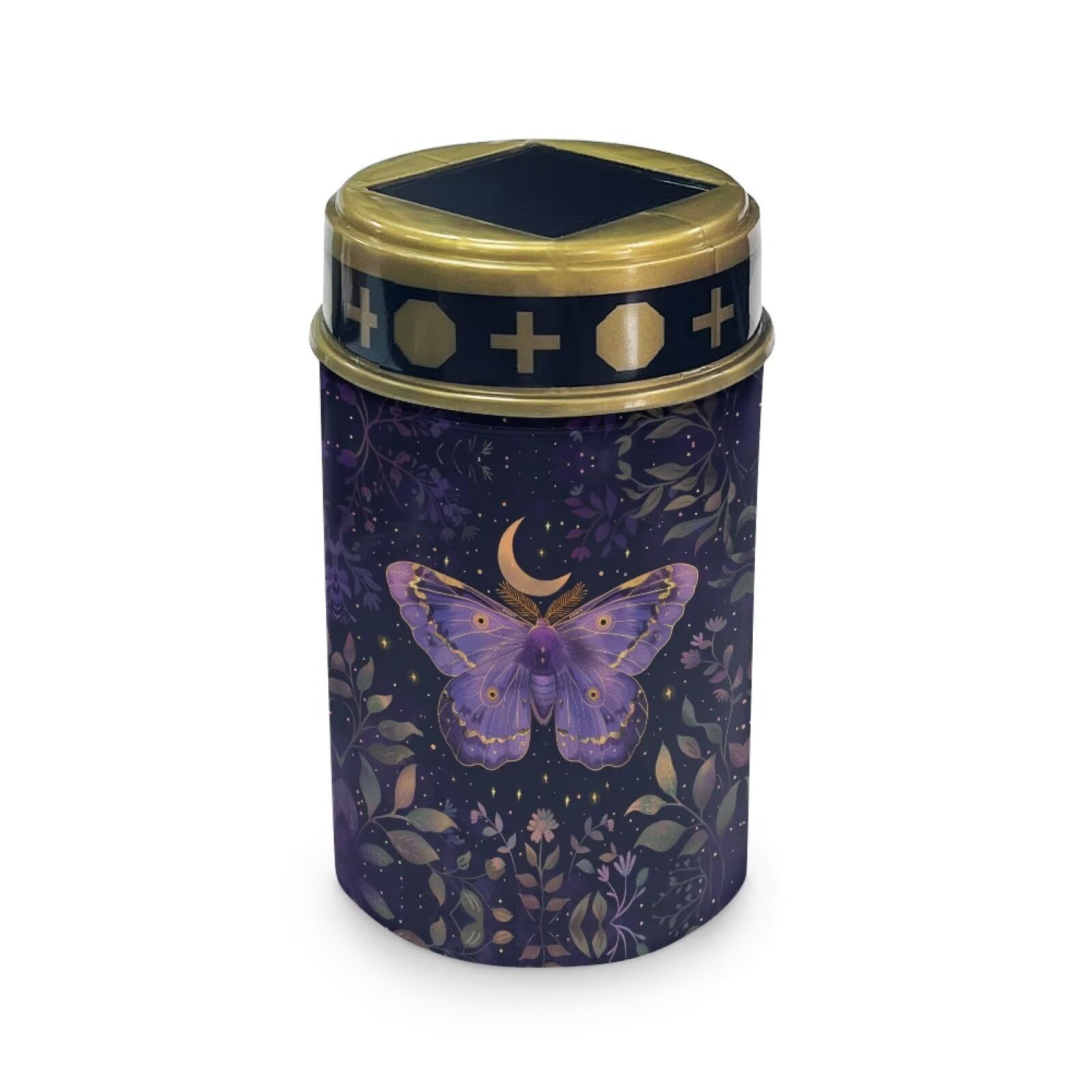 HUGS IDEA Purple Moth Solar Grave Lights for Cemetery Moon Waterproof Solar Memorial Lights for Graves Angel Garden Ornaments & Cemetery Decorations for All Saints Day