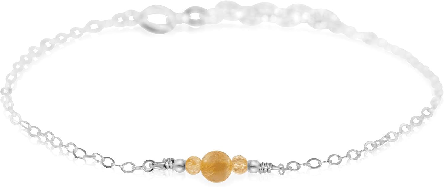 Luna Tide Citrine Dainty Bracelet in Sterling Silver