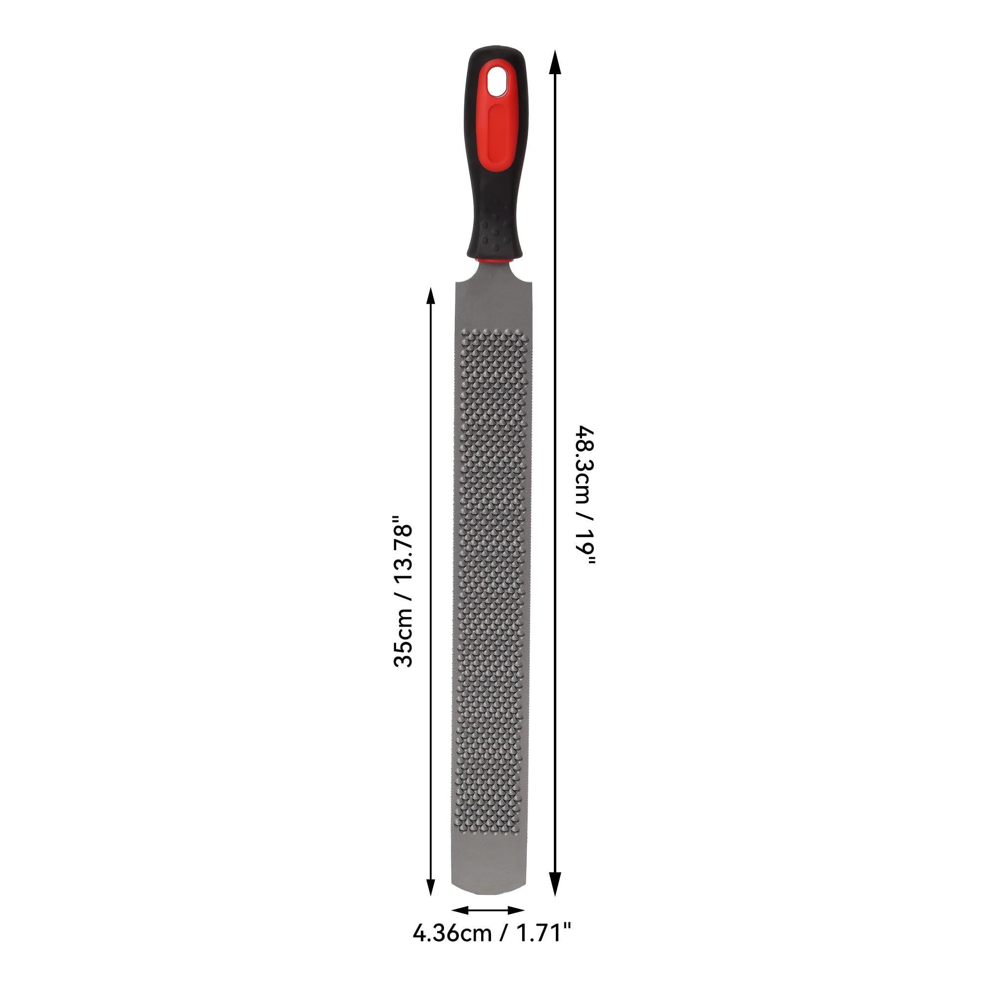 Hufraspel Doppelseitiges 350mm aus Kohlenstoffstahl mit Gummigriff, Runder Kopf Hufschmied Hufraspelwerkzeug, Pferdehuffeile Hufpflege für Pferde, Ziegen, Kühe, Tierhufe (Grau, 350mm)