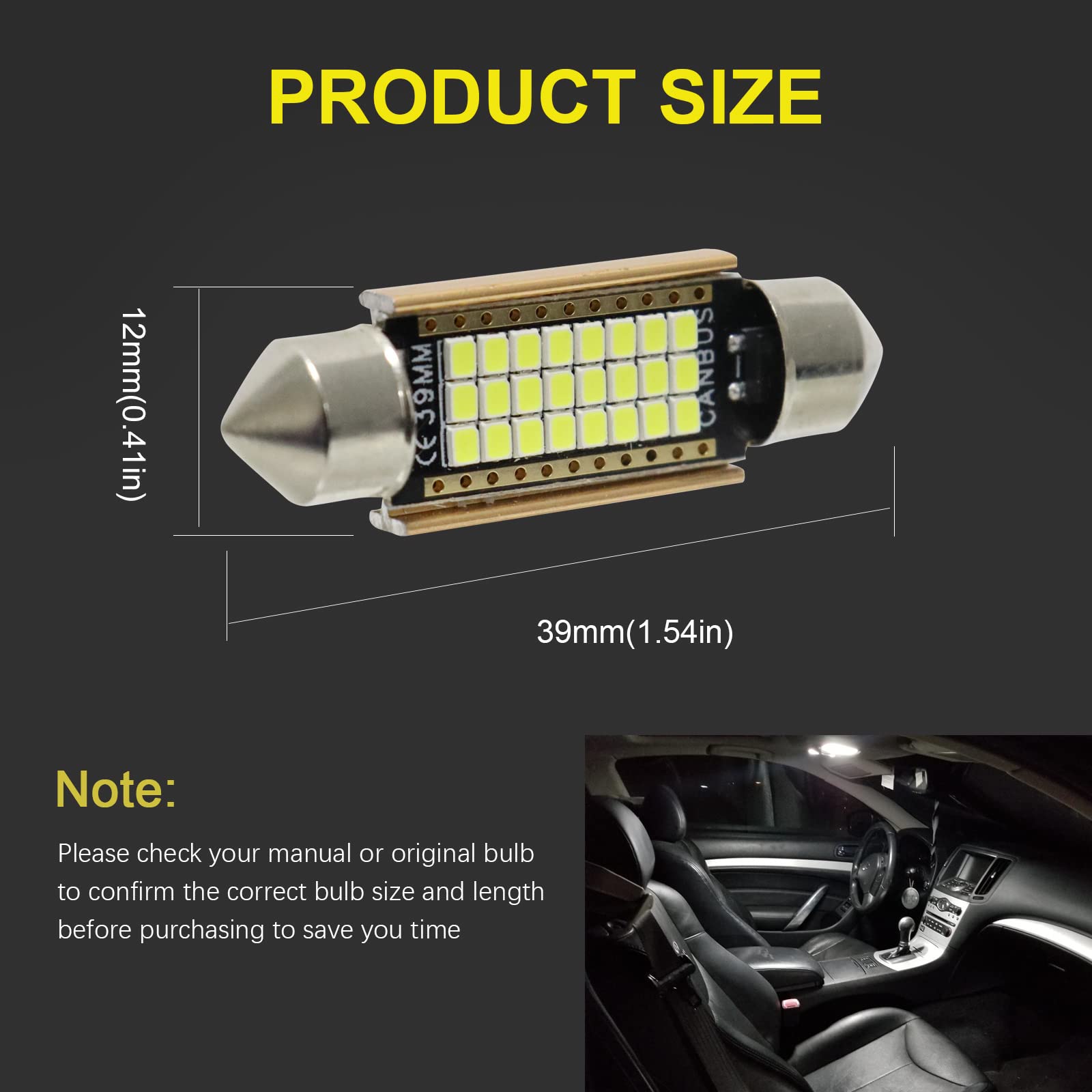 4 Ampoules LED Festoon 39mm 6000K Blanc Froid - Pour Plaque Immatriculation, Intérieur Auto - Compatible Audi, VW