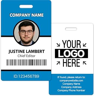 Custom Id Badge Personalized Id Card Identification Badges Bulk Print Photo Name Tag Logo Employee Work Office Volunteer-Verticalcard Style2
