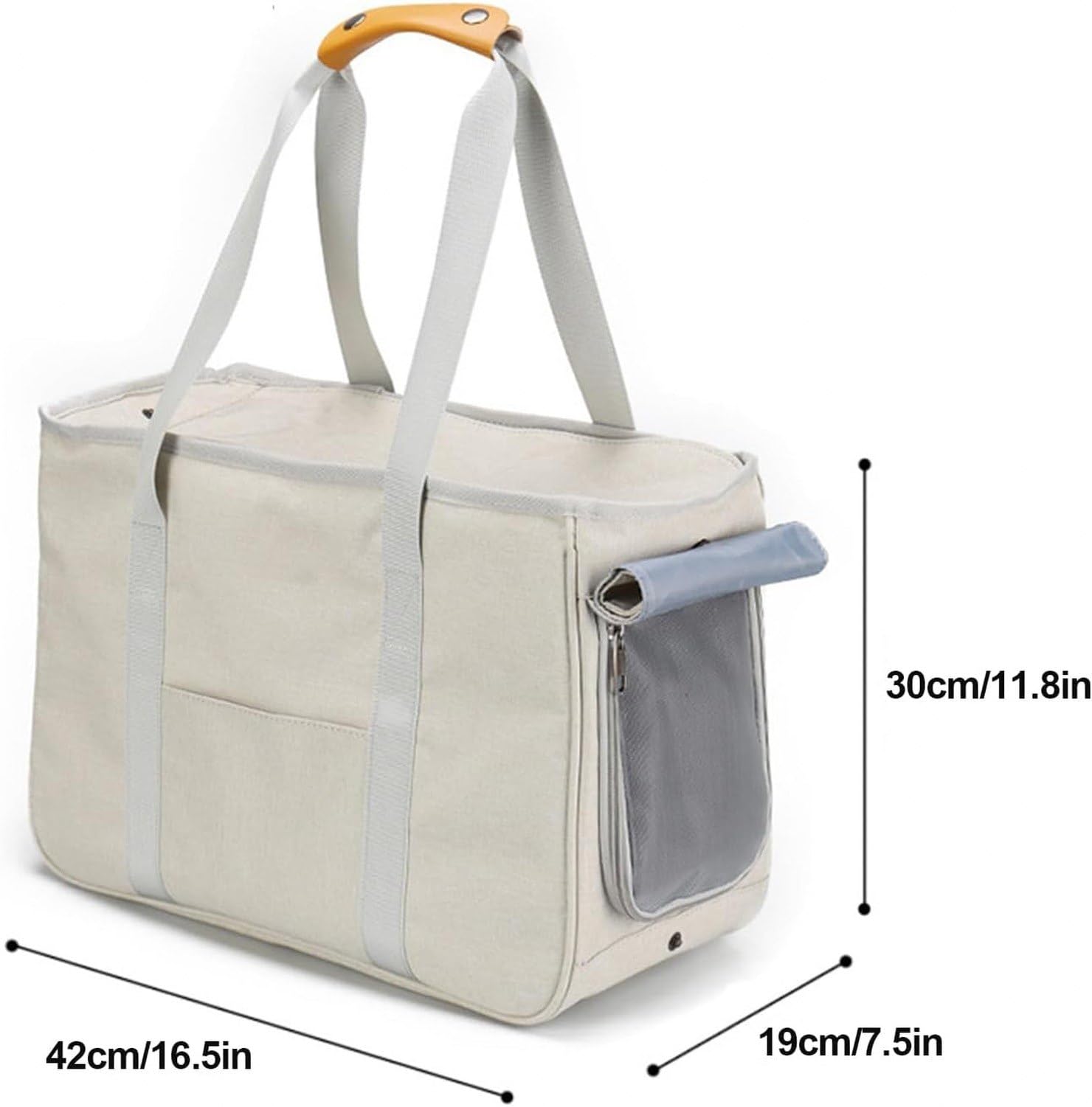 Torba transporter dla psa i kota, miękki bok z kieszeniami, przewiewny pokrowiec podróżny z pasem bezpieczeństwa, przestrzeń do zakupów i podróży dla małych śre, Beige