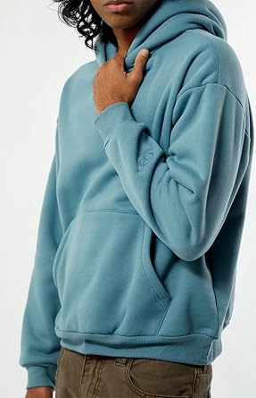 PacSun Men's Blue Solid Pullover Hoodie
