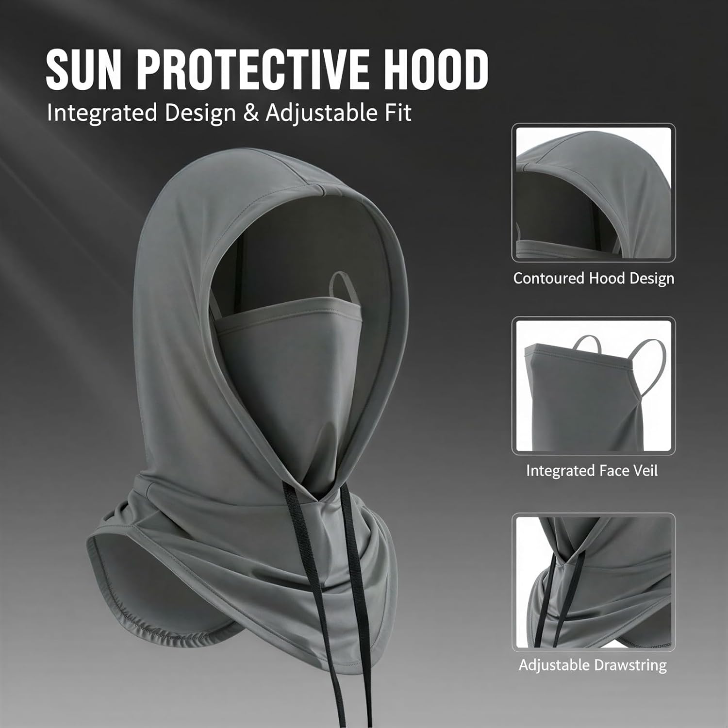 3 Pcs Summer Balaclava Set with Head Cover, Sun Protective Neck Gaiter & Arm Sleeves for Outdoor Sports