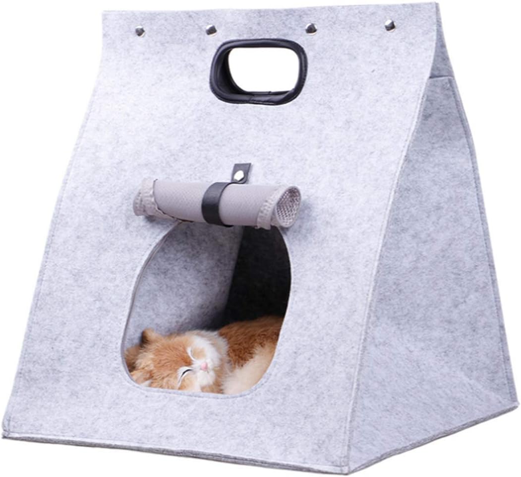 UMALL Mixse 3 in 1 Cat Carrier & Cuddly Cave & Bed for Cats Indoor Outdoor Cat Beds igloo House (Grey)