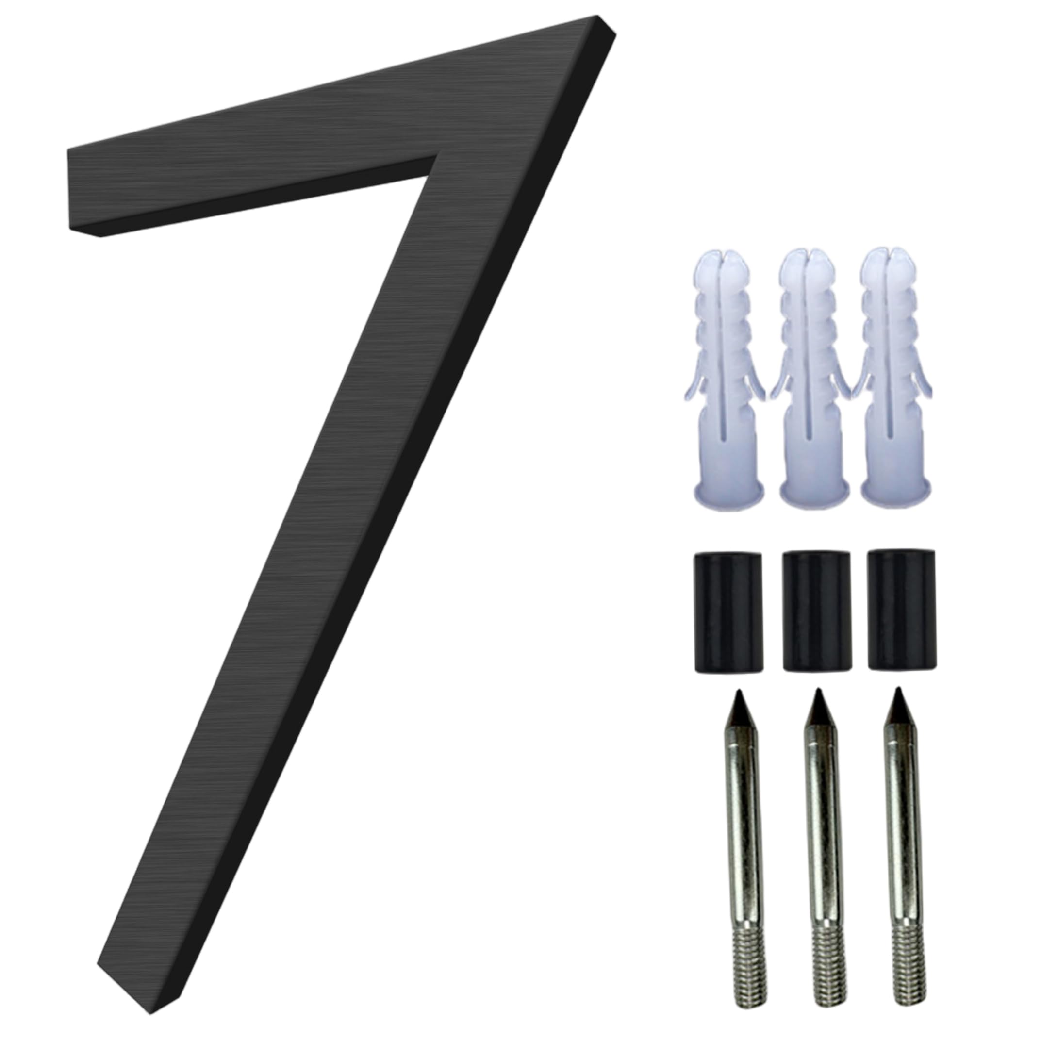 Floating House Number 5 Inch Aluminum Outdoor House Numbers with Accessories Mailbox & Address Number, Black, 7