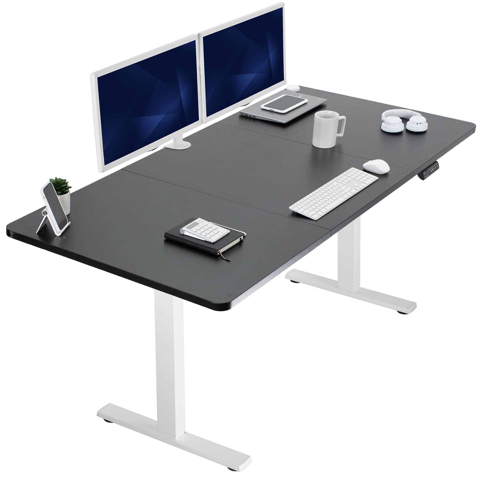 VIVO Electric 71 x 36 in Standing Desk, Memory Height Adjustment, 1B Series, Holds 220 lbs, Black Top White Frame, DESK-KIT-1W7B-36