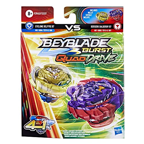 Toupies Beyblade Burst QuadDrive : CYCLONE BELFYRE B7 et BERSERK BALDEROV B7 Hasbro Jeux - vue 5