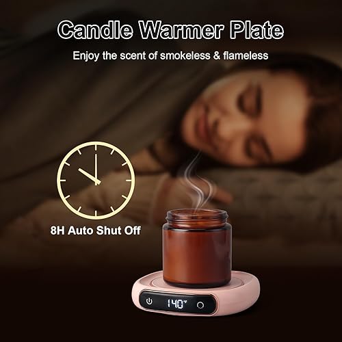 Miniatura 4 de Bsigo Juego de taza de café inteligente con pantalla LED eléctrica y lindo juego de taza de gato para escritorio, calentador de taza de bebidas para