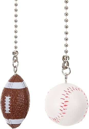 LUOZZY 2 unidades de ventilador de techo cadena de fútbol decorativo tira de cuerda de béisbol rugby colgante de bola con cuentas ventilador